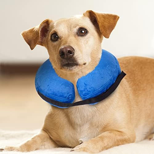 FurDreams Inflatable Dog and CatProtective Cone for Recovery - Small, Easy to Clean Removable Washable Cover, Comfortable and Soft Inner Collar Loops, Non-Toxic Material Used