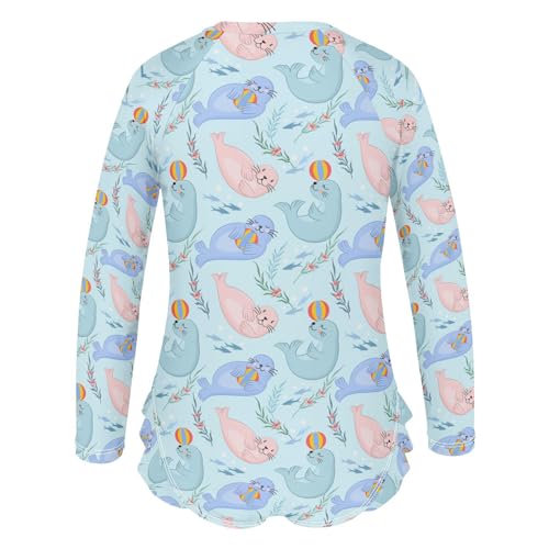 Girls Long Sleeve One Piece Swimsuit Zipper Bathing Suits 3-12Y3