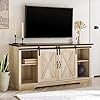 Farmhouse 58 Inch Sliding Barn Door Television Stand in White Oak with Dark Walnut Top 41PfVipZEyL. SS100