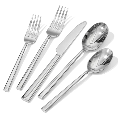 HIKAA Besteck Set 12 Personen, 60-Teiliges Geschmiedetes Essbesteckset, Premium-Edelstahl Besteck für Küche, Haushalt, Hochzeit, Party, Cutlery Set...