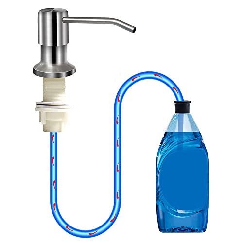 Soap Dispenser for Kitchen Sink, Brushed Nickel Countertop Soap Dispenser Pump, 47" Silicone Extension Tube Connect to The Soap Bottle Directly, Say Goodbye to Frequent Refills (Brushed Nickel) by izolor - Used condition - US$17.48