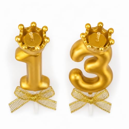 Image of Number Candles with Crown 3 inch for Birthday Parties, Wedding Anniversary Celebration Cake Decoration Gold Number 30 Candle, 2 Pc