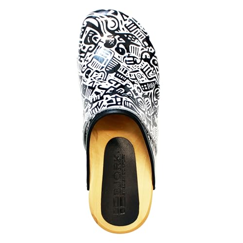 Image of Bjork Maja Wood Open Back Leather Clogs