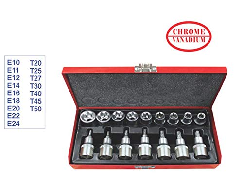 Jogo De Soquetes Torx Macho E Fêmea C/16 Peças