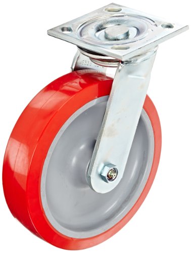 E.R. Wagner Plate Caster, Swivel, Polyurethane Wheel, Roller Bearing, 750 lbs Capacity, 5