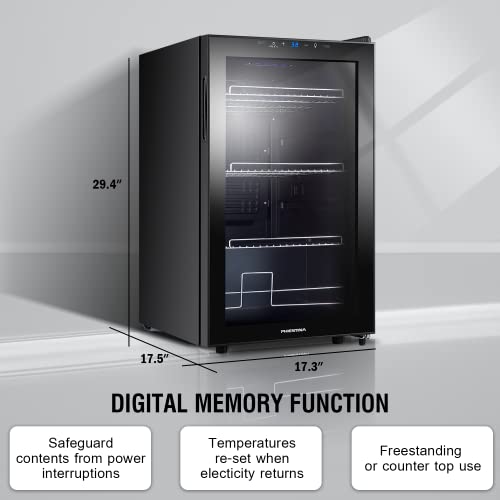 Phiestina Beverage Refrigerator, Freestanding Beer Fridge Holds 100 Cans, Small Beverage Cooler With Glass Door, Digital Temperature Control And Interior Lighting For Home Bar #TOP4