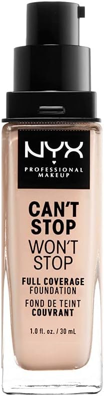 Can't Stop Won't Stop Full Coverage Foundation, Long Lasting, Waterproof, Vegan Formula, Matte Finish, Shade: Light porcelain