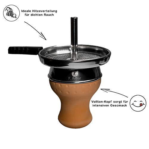 F. Arthur Traditioneller arabische Shisha - Tonkopf Geschmack – All inklusive-Set + Sieb & Gummidichtung – Auch geeignet… – Bild 4