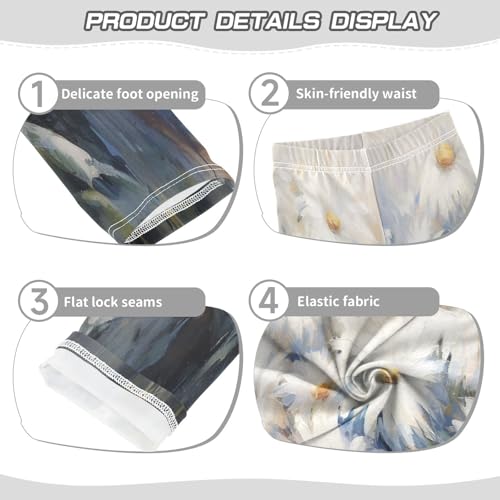 Bolaz Toddler Girls Leggings Printed Yoga Pants Leggings White Painting Dasiy for Kids3