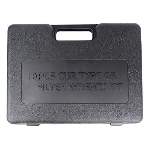 10PCS Oil Filter Cap Wrench Tool Set Includes 24mm,27mm,29mm,30mm,32mm,36mm,38mm, 64mm Oil Filter Housing Removal Socket Kit for Toyota,BMW, Mercedes, VW