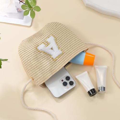 Straw Crossbody Bag for Women Summer Purses Initial Handmade Woven Beach Bag for Travel Vacation Personalized Birthday Gifts4