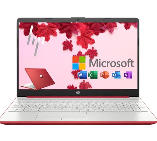 Image of HP 15.6 inch Laptop with Free Microsoft 365 | Intel Pentium Silver N5030, 4-Core Processor | 8GB RAM, 128GB SSD | Intel UHD Graphics | Full-Size Keyboard | 11HR Battery | Windows 11, Scarlet Red