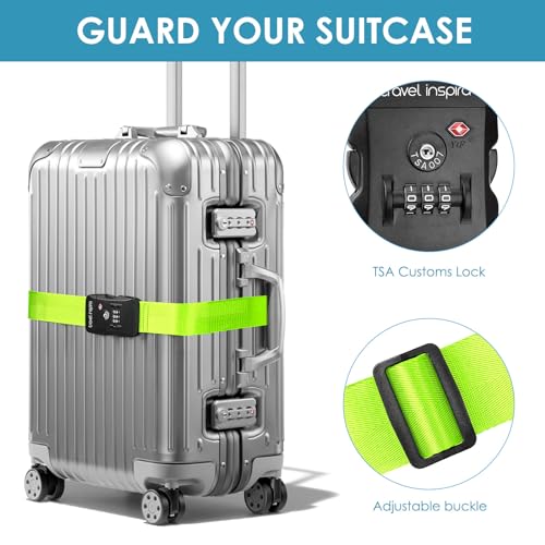 Image of Travel Inspira Luggage Straps for Suitcases with TSA Lock, Protect Your Luggage Anti-Burst, High Visibility Color, Easy to Identify Luggage Adjustable Heavy Duty Belt for 20-28 Inch Suitcases