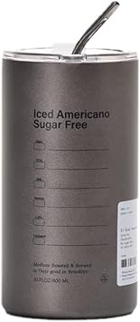 Iced Americano Insulated Tumblers Coffee Cup Stainless Steel Tumbler with Lid and Straw,Insulated Cup with Inspiration Words Travel Coffee Mug for Men Womens 20oz,Gray