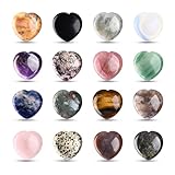 WHAL&YUNE Thumb Worry Stone for Anxiety, Healing Crystals Natural Heart Shaped Gemstone Meditation Reiki Balancing Accessories Gift for Stressed People- 1.8 inches (Random Color 6PCS)