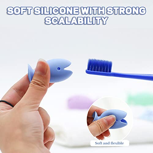 Cute Standing Tooth Brush Cover Cap Stand,Mini Fish Toothbrush Holder,Travel Toothbrush Head Cover Cap With Suction Cup For Shower, Bathroom (6Pcs) #TOP1