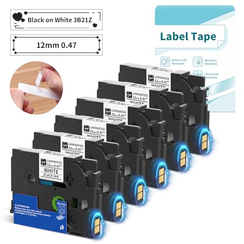 VolenGo Laminated Tapes for H1100 Label Maker, Replacement for Brother Label Printer Tape 12mm 0.47 Laminated White