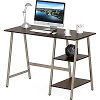 SHW 43-Inch Home Office Trestle Computer Desk with Open Storage Shelves, Espresso