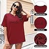 Lonya Women's T-Shirts Round Neck Y2k 90s Oversized T Shirts for Women Ladies Short Sleeve Graphic Print Summer Baggy Plus Size Casual Cotton Tee Tops,Ruby Red,XXL #3