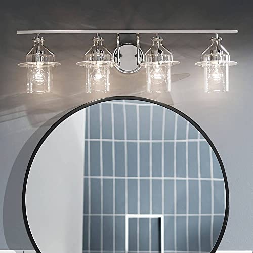 Image of Kichler Everett 24 Inch 4 Light Vanity Light with Clear Glass in Polished Nickel