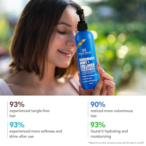 Image of Botanic Hearth Rosemary Mint Shampoo with Peppermint Oil, Jojoba Oil & Collagen | Thickens & Strengthens Hair | Helps Reduce Hairfall | Shampoo for Women and Men | Sulphate & Paraben Free, 200ml