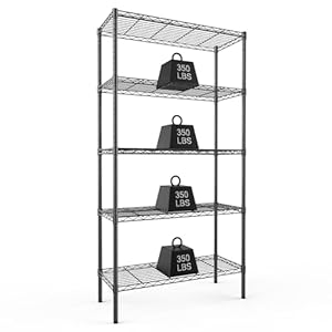 DUMOS 5 Tier Metal Wire Rack Shelf Heavy Duty Standing Shelves Adjustable Steel Closet Shelving Unit Organizers and Storage for Kitchen Bathroom Pantry Office, 13.78″ D x 35.43″ W x 69.29″ H