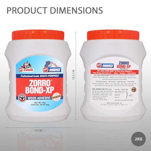 Image of ABRO ZORRO BOND-XP Wood Adhesive Professional Grade Multi-Purpose Water-Resistant Heavy-Duty Glue with Extreme High Bond Strength for Woodwork Furniture Home Office (2Kg)