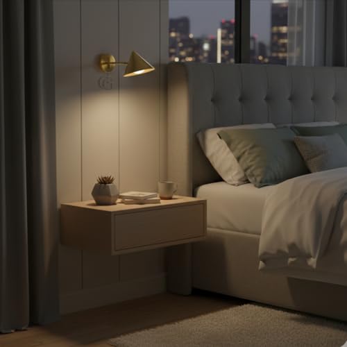 Image of Designer Cone Wall-Mounted Spotlight|Adjustable Arm Bedside Lamp for Ambient & Reading Lighting, Perfect for Bedroom, Office, Living Room, Hotels|Gold