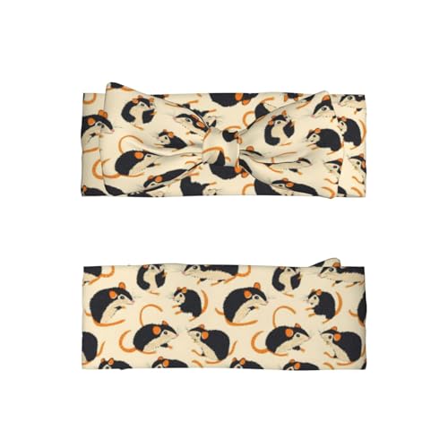 Cute Opossums Beige Cartoon Baby Girl Bows And Headbands 6-12 Months For Baby Girls Newborn Infant Toddlers2