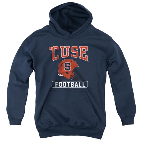 Syracuse University Official Football Helmet Unisex Youth Pull-Over Hoodie,Navy, Large