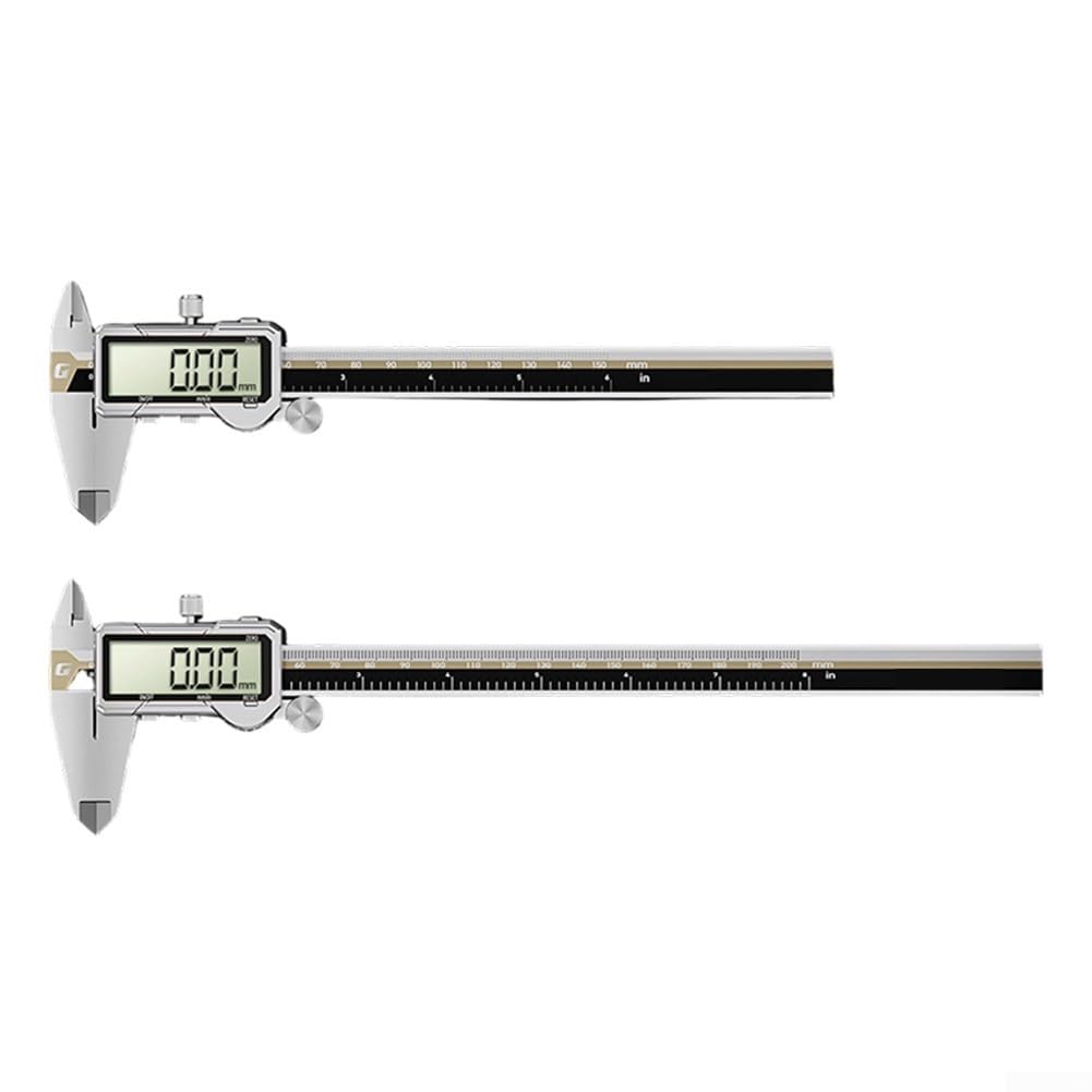 Wiederaufladbarer Messschieber 0,01 mm mit großem Display, elektronischer Messschieber, Tiefenmesser, Schmuck, Metallverarbeitung, Industrie (200 mm) (150 mm)
