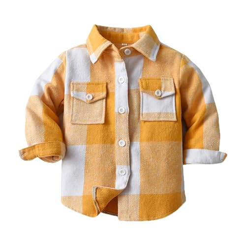 Warm Coat 2024 Middle Small Children's Spring Fall Casual Long Sleeved Milled Plaid Collar Shirt Jacket Xmas Gifts