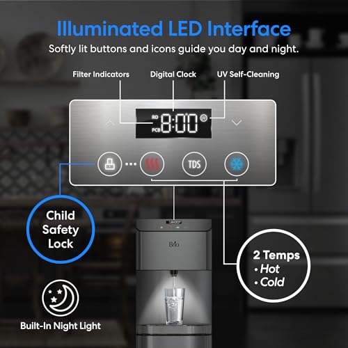 Image of Brio Moderna Reverse Osmosis Bottleless Water Cooler Dispenser - Self-Cleaning, Dispenses Hot and Cold Water, TDS Meter, Child Safety Lock, Digital Display and LED Light