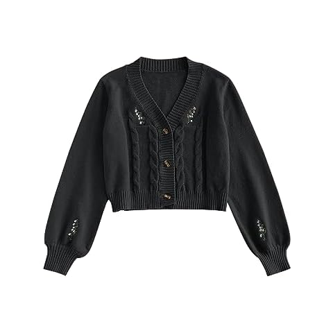 ZAFUL Women's Cropped Embroidered Cardigan Cover