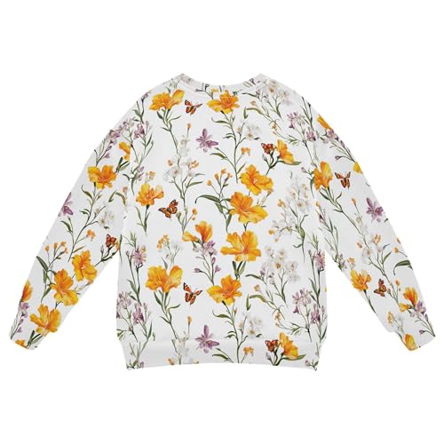 JUNZAN Aesthetic Freesia White Little Girls Hoodie Sweatshirt Fleece Hoodie for Boys Camping 4T2