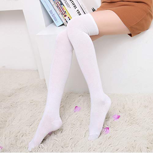 Image of DRESHOW 6 Pairs High Thigh Socks Striped Over Knee Thin Tights Long Stocking for Women Leg Warmer