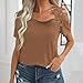Womens Off Shoulder Tops Summer Short Sleeve Shirts Floral Applique Strap Asymmetrical Neck Dressy Casual Tunic Blouses Khaki