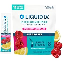 Liquid I.V. Sugar Free Electrolytes, Raspberry Lemonade,14 Count | Scientifically Formulated | Clinically Proven Hydration | Zero Sugar | No Artificial Sweeteners | Non-GMO | Powder Drink Mix