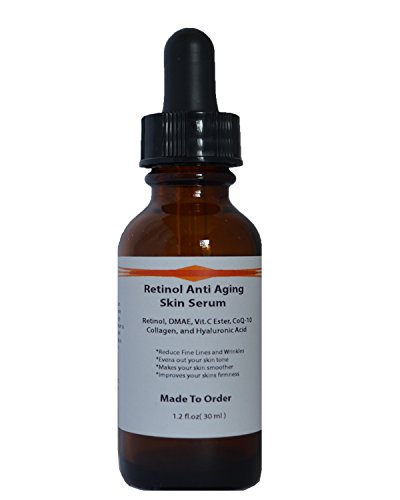 Retinol Anti Aging Skin Serum with Retinol, DMAE, Vitamin C Ester, CoQ-10, Collagen and Hyaluronic Acid (1.2oz)