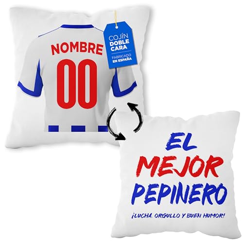 LINFORMAL Cojín Personalizado Fútbol - Diseño Doble Cara con Relleno Incluido - Regalo Original Aficionados del Fútbol - Regalo Camiseta Equipo Fútbol - Leganes 40x40