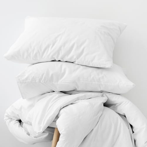 The Cotton Exchange Manchester King Size Duvet Cover Set White, 600 Thread Count Cotton Rich Sateen Weave, 3pc King Bedding Sets, Duvet Cover Sets King With Button Closure, Quilt Covers King Size