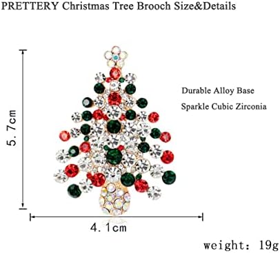 PRETTERY Gold Plated Christmas Tree Brooch, Christmas Gifts Present for Her,with Gift Box