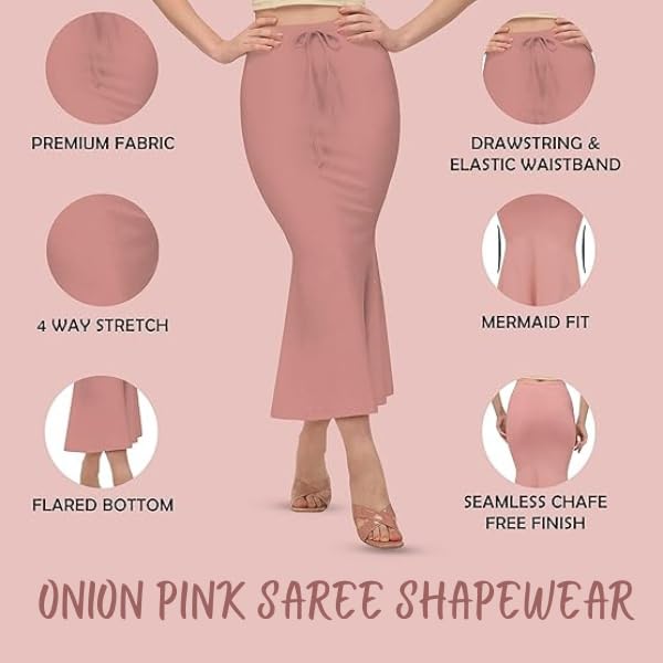 Image of Saree Shapewear Petticoat for Women | Fish Cut Mermaid Slim Fit Saree Shaper with Tummy Control & Side Slit | Stretchable Cotton Lycra Petticoat for Saree, Lehenga, Gown, Bridal Wear