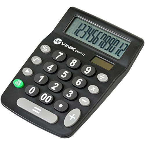 CALCULADORA DE MESA 12 DÍGITOS COM ALIMENTAÇÃO SOLAR OU A PILHA - CM50 PRETA