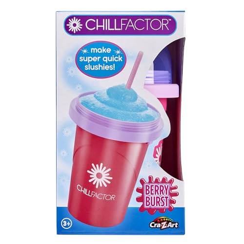 Cra-Z-Art ChillFactor Original Slushie Maker Cup – Make Super Quick Frozen Slushies, Smoothies, Milkshakes, Cooling Cup, Double Layer Squeeze Slushy Maker with Spoon, Pink
