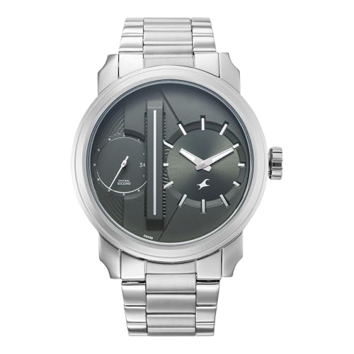 Image of Fastrack Pulse IV with Olive Green Dial Silver Stainless Steel Strap Watch for Men - 3341SM03