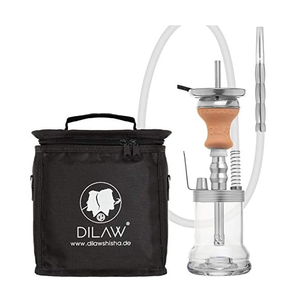 DILAW® Shot Shisha Aluminium Edelstahl 22cm Hookah to Go + LED Licht | Wasserpfeife | Kaminkopf | Komplettset… – Bild 3