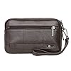 Men Clutch Bag Leather Wrist Purse for Men Women Travel Outdoor Business Organizer Wristlet Strap Pouch Coin Money Wallet Handbag Daypack Coffee #1