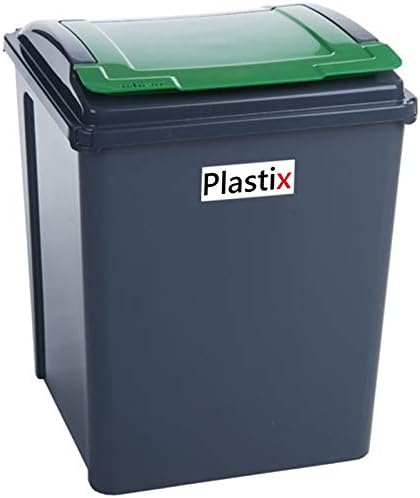 50 Litre 50L Plastic Recycle Recycling Bin with Flap Lid Kitchen Garden Waste Rubbbish Bins Dustbin (Green)