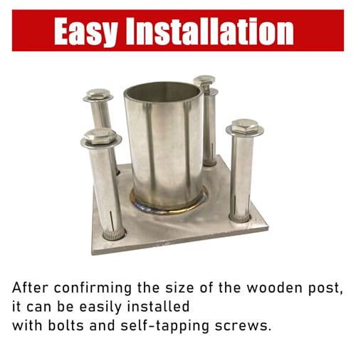Base para poste de madera redonda LZMZMQ con soporte para columna exterior de 120cm 6